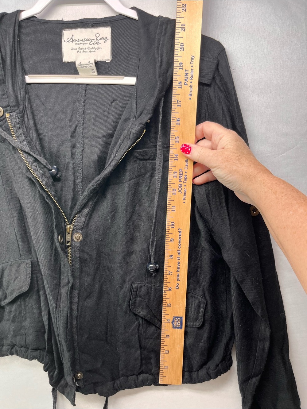 American Rag Black Hooded Drawstring Utility Jacket - Picture 4 of 6